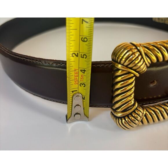 Vintage 70’s Vicenza Calfskin Modernist Belt in Chocolate Size 30 - Picture 6 of 10